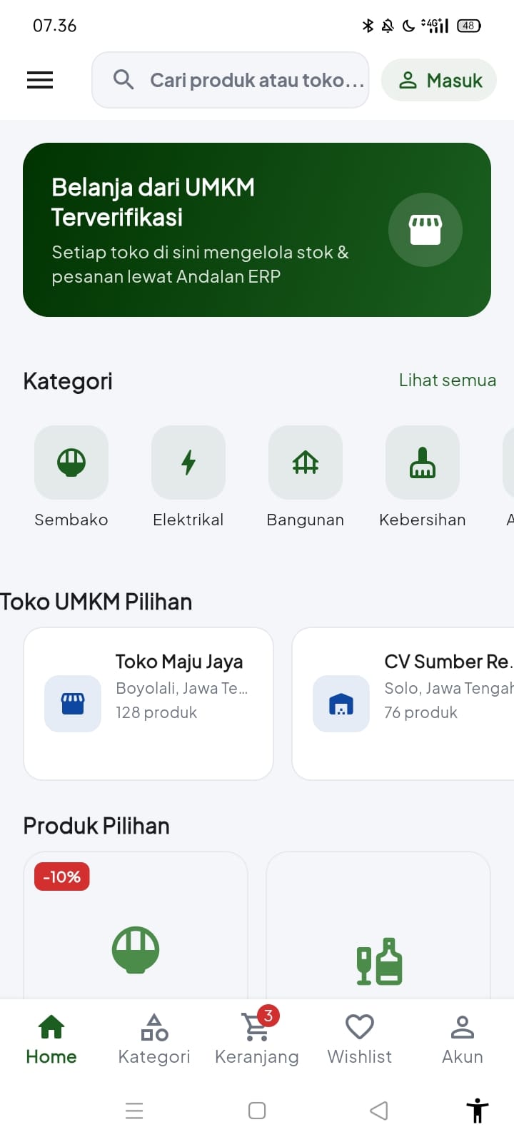 Marketplace UMKM terverifikasi di Andalan ERP